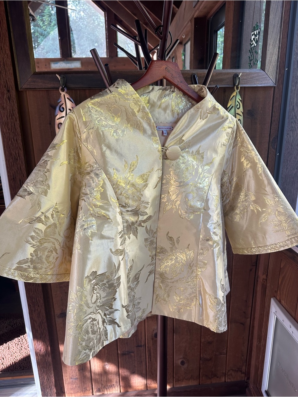 Frances Valentine Metallic Gold Jacquard Charlotte Topper Jacket 1X